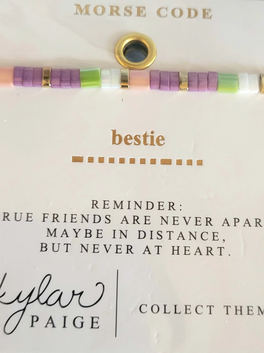 Slylar! Paige Bestie Morse Code Bracelet - Pastel Purple, Green, Peach & White